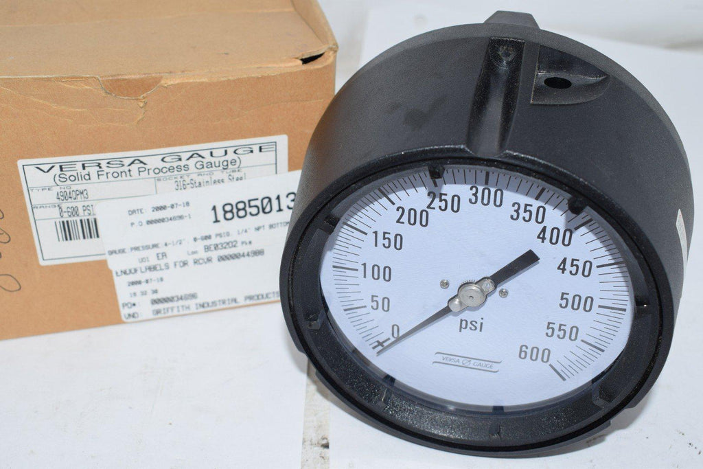 NEW Versa 4904QPM3 4-1/2'' Pressure Gauge 0-600 PSI 1/4'' NPT Bottom
