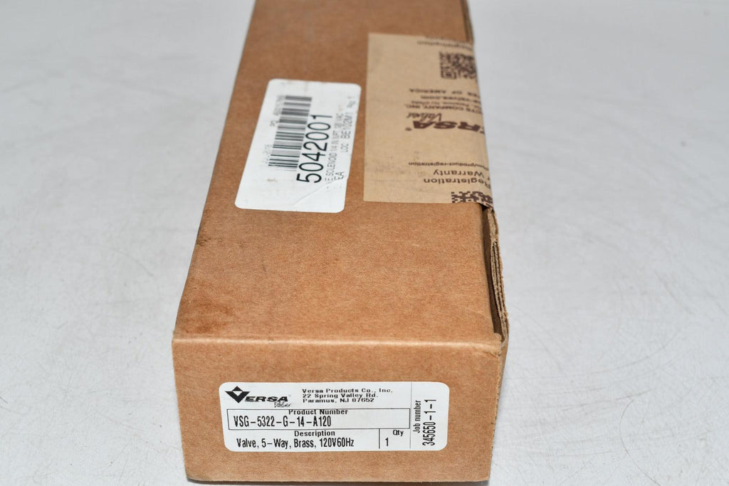 NEW Versa Valves VSG-5322-G-14-A120 Pneumatic Directional Valve 5-Way Brass 120V