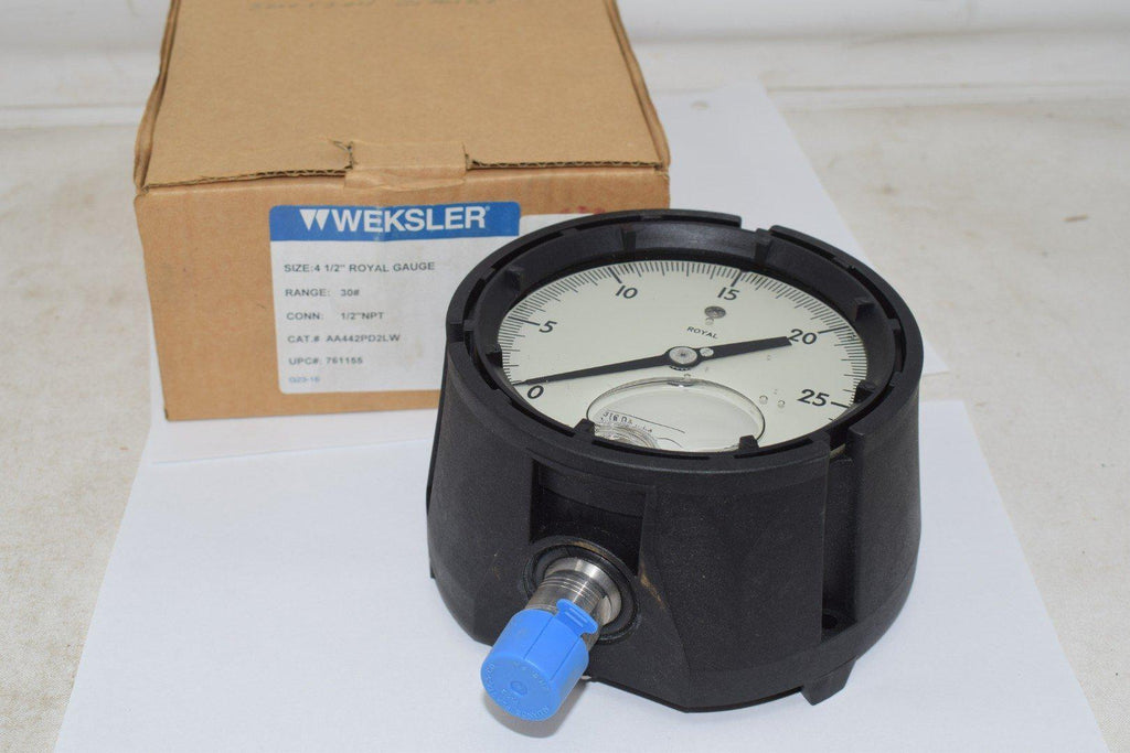NEW WEKSLER Royal AA442PD2LW 1/2'' MPT, Lower, 0/30 PSI, 4-1/2'' Pressure Gauge