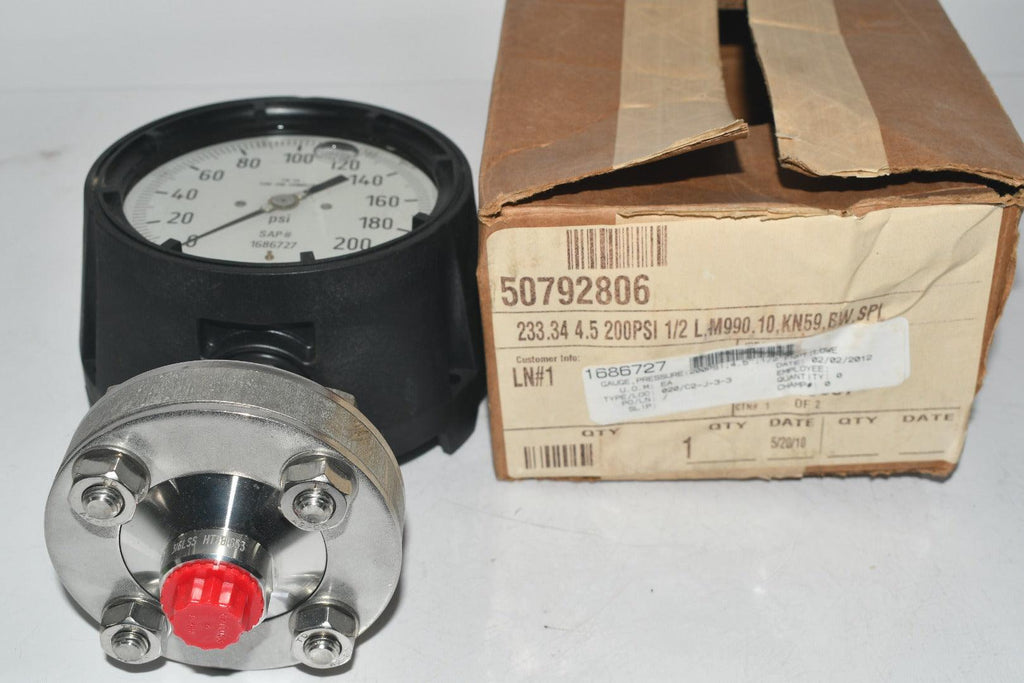 NEW Wika 233.34 4-1/2'' 200 PSI 1/2 Pressure Gauge M990.10 KN59 BW SPL Diaphragm Seal