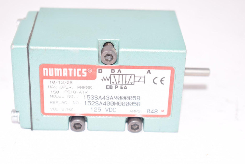 NUMATICS 153SA43AM000058 Pneumatic Valve 125 VDC 150 PSIG AIR