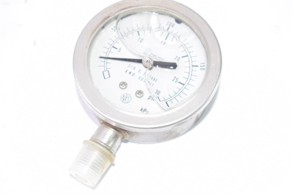 Pacific Scientific Stainless Steel Pressure Gauge 0-30 PSI 0-200 kPa