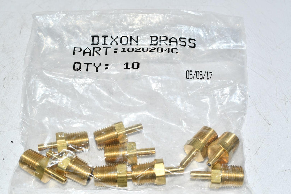 Pack of 10 NEW Dixon Brass 1020204C Insert, 1/4 x 1/8 in, MNPT x Hose Barb, Brass
