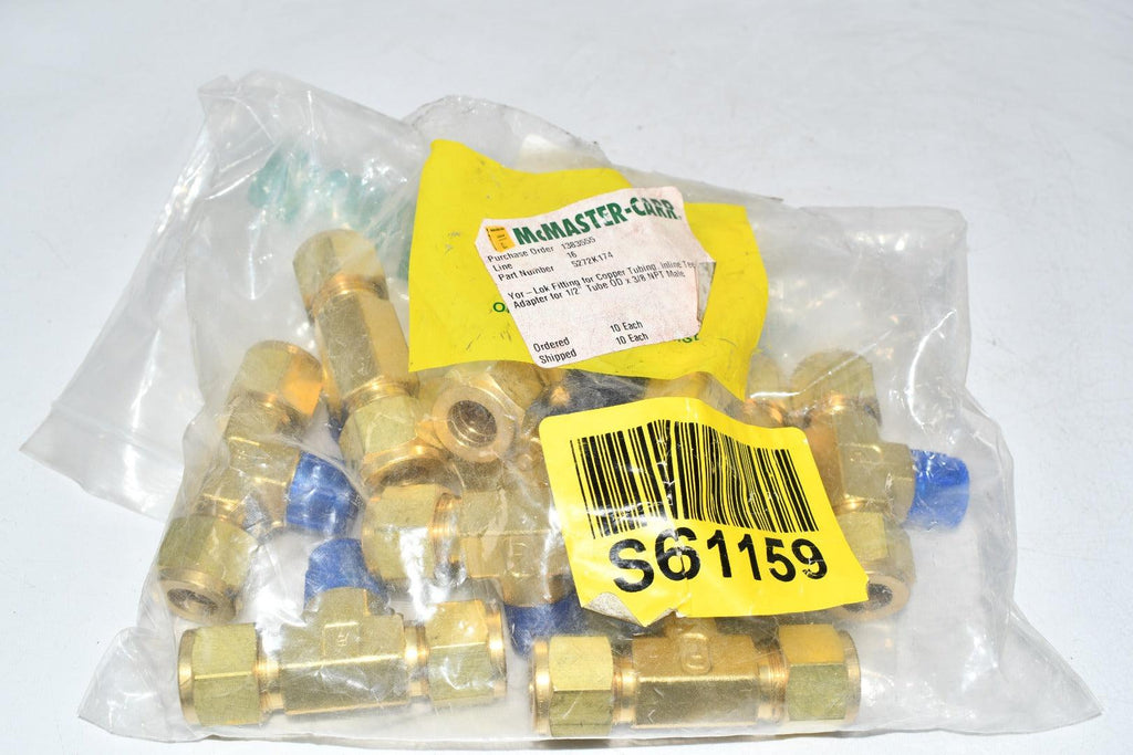 Pack of 10 NEW Parker 5272K174 Tee Adapter Fittings 1/2 x 3/8