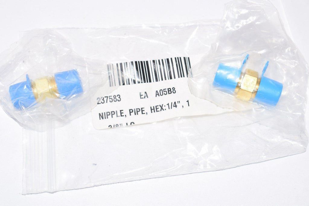 Pack of 2 NEW Parker, Nipple Hex Tube Fittings, 1/4'', Brass