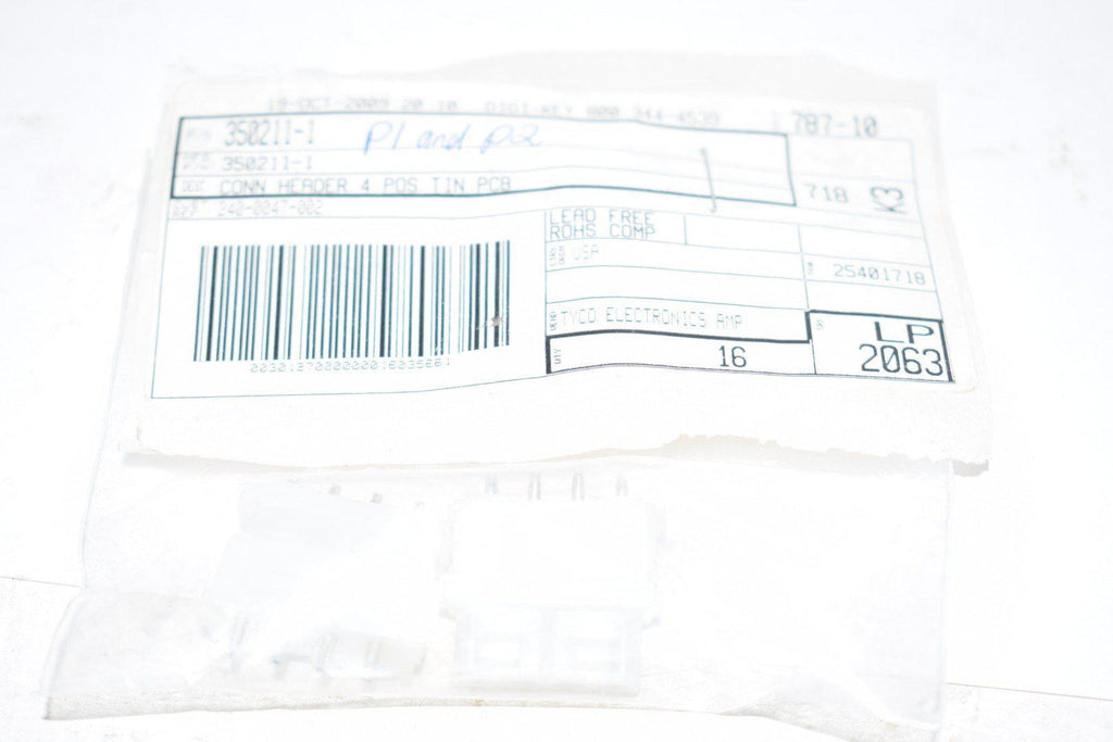 Pack of 2 NEW TE Connectivity 350211-1 Connector Header Through Hole 4 position 0.200'' (5.08mm)