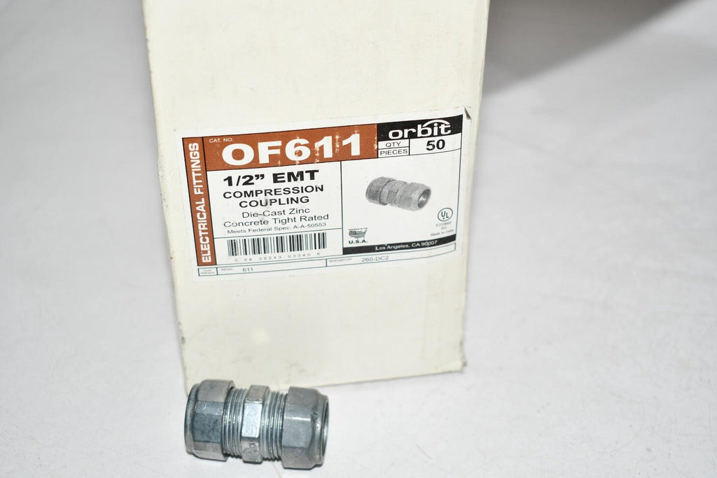Pack of 24 NEW ORBIT OF611 1/2'' ZINC EMT COMPRESSION COUPLING