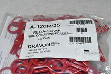 Pack of 25 NEW Dravon A120R25 Red A-Clamp, Tubing Clamp, Non-sterile RED