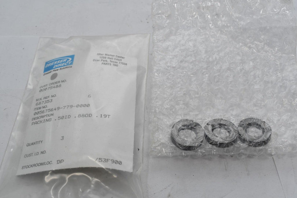 Pack of 3 NEW Masoneilan Dresser 005675649-779-0000 Packing .50id .880D .19T