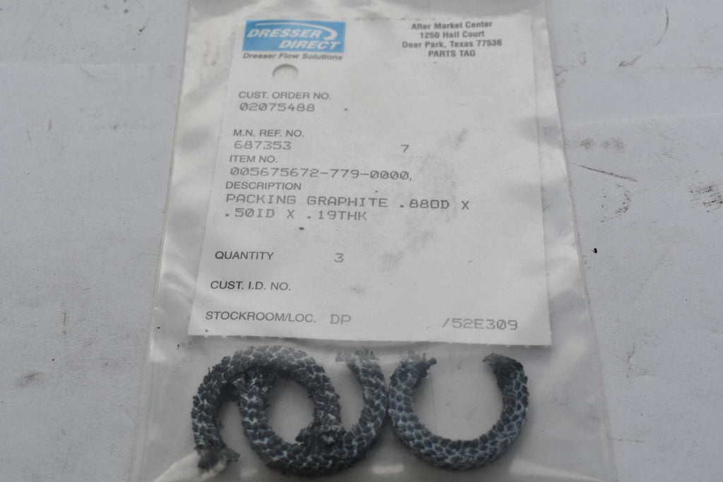 Pack of 3 NEW Masoneilan Dresser 005675672-779-0000 Packing Graphite .880D .50ID .19THK
