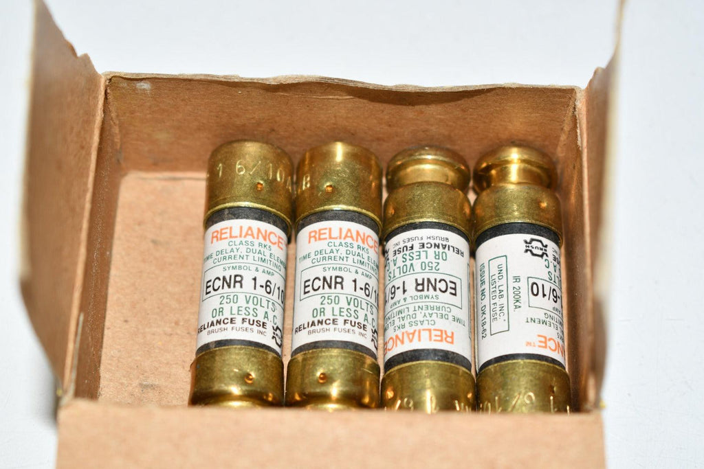 Pack of 4 NEW RELIANCE ECNR 1-6/10 250V Fuse