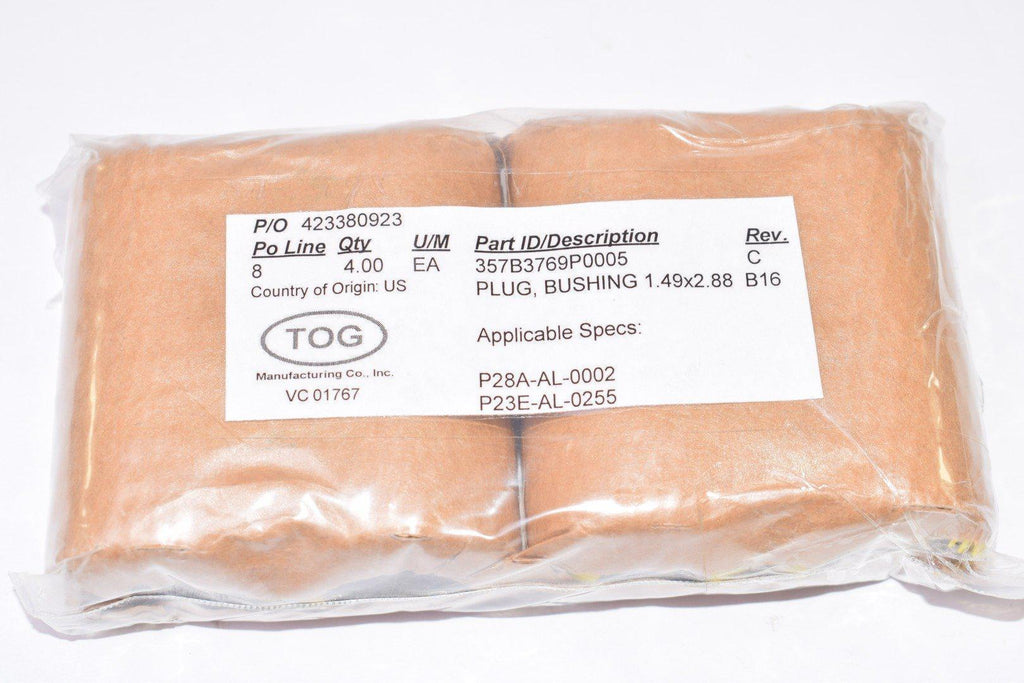 Pack of 4 NEW TOG Manufacturing 357B3769P0005 REV C Plug, Bushings, 1.49 x 2.88 B16