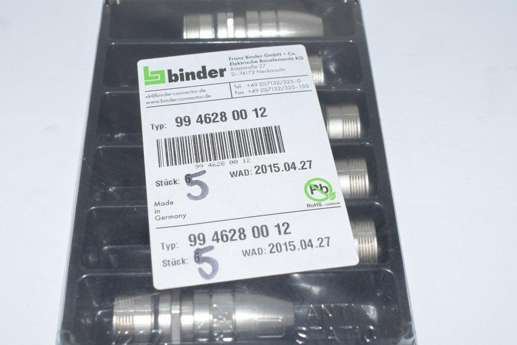 Pack of 5 NEW Binder 99 4628 00 12 Female in-line RECP EMI Circular Connector