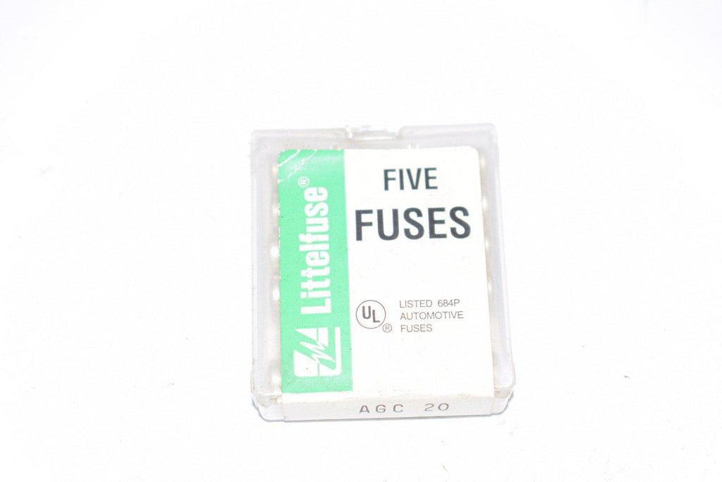 Pack of 5 NEW Littelfuse AGC 20 Fuses Glass Fuses
