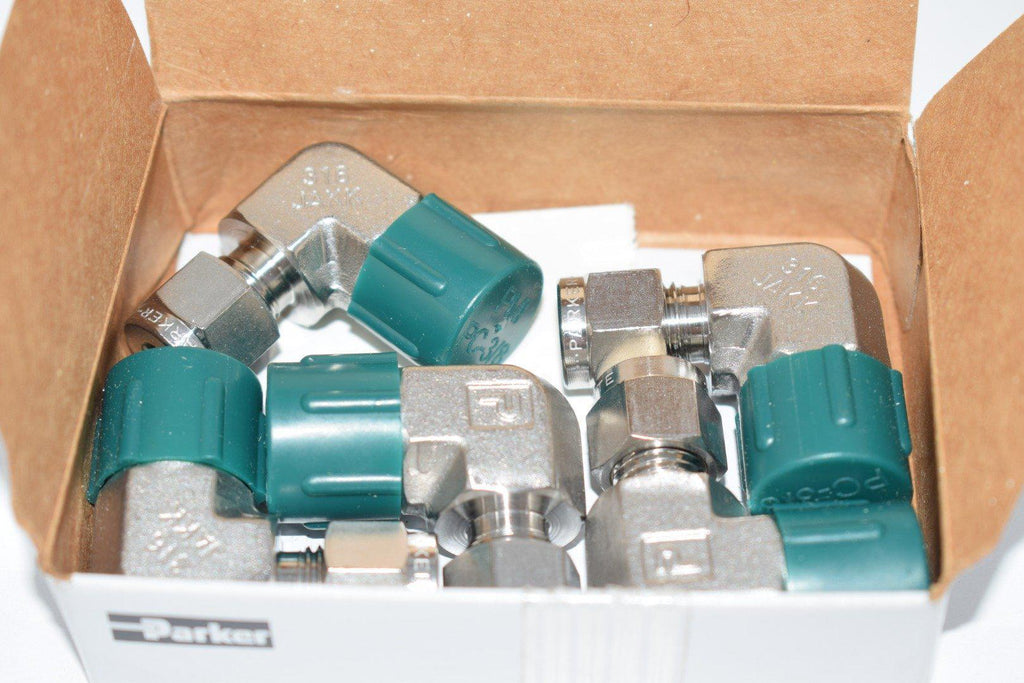 Pack of 5 NEW Parker 4MSEL6N-316 A-lok male elbow, 316SS, 1/4'' double ferrule tube fitting x 3/8'' MNPT
