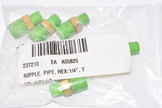 Pack of 6 NEW Cajon, Swagelok, Nipple, Hex, 1/4'' Brass