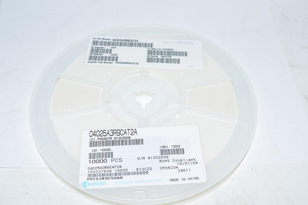 Reel of 10,000 NEW AVX 04025A3R9CAT2A CAP CER 3.9PF 50V C0G/NP0 0402