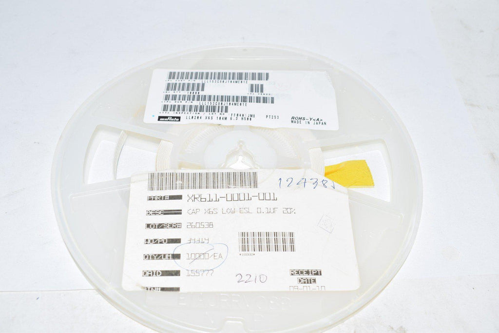 Reel of 2210 NEW Murata LLL153C80J104ME01E CAP CER 0.1UF 6.3V X6S 0204