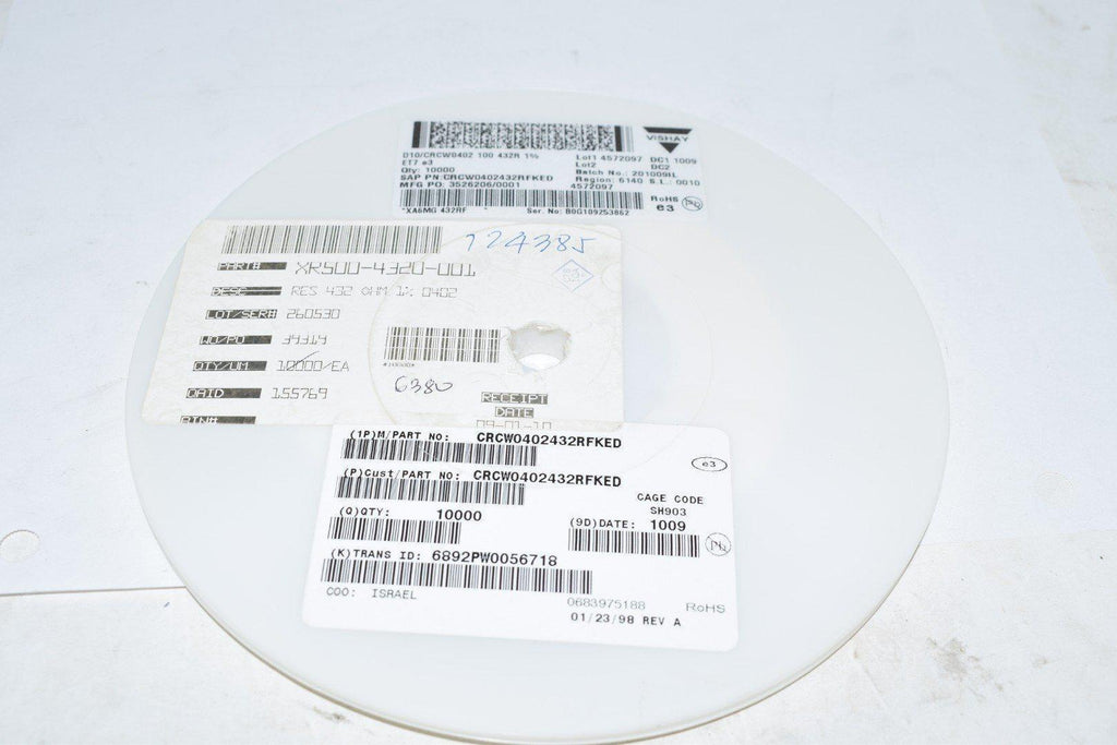 Reel of 6380 NEW Vishay Dale CRCW0402432RFKED RES SMD 432 OHM 1% 1/16W 0402