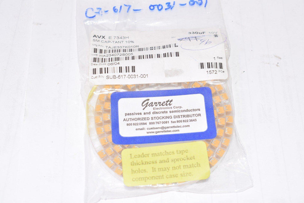 Reel of 96 NEW AVX TAJE337K010R Tantalum Capacitors - Solid SMD TANTALUM CHIPS