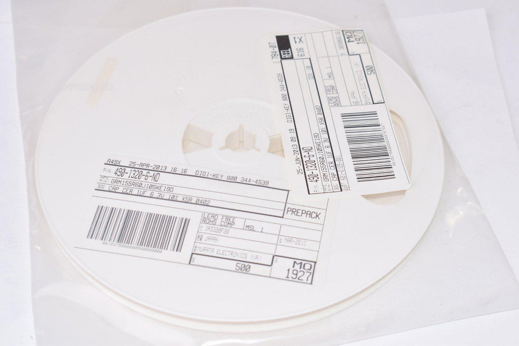 Reel of NEW Murata Electronics GRM155R60J105KE19D Multilayer Ceramic Capacitors MLCC - SMD/SMT 1.0UF 6.3V 10% 0402