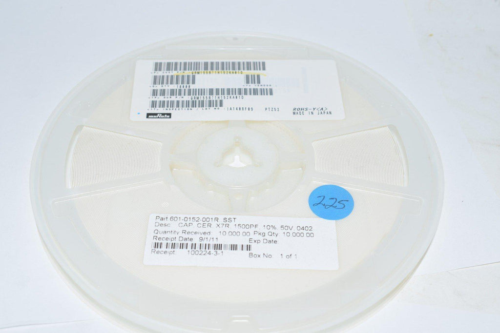 Roll of NEW Murata Electronics GRM155R71H152KA01D 1500pF �10% 50V Ceramic Capacitor X7R 0402 (1005 Metric)