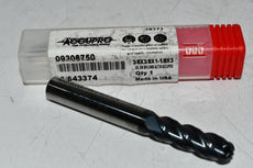 NEW Accupro 12184876 Ball End Mill: 3/8'' Dia, 1-1/8'' LOC, 4 Flute, Solid Carbide