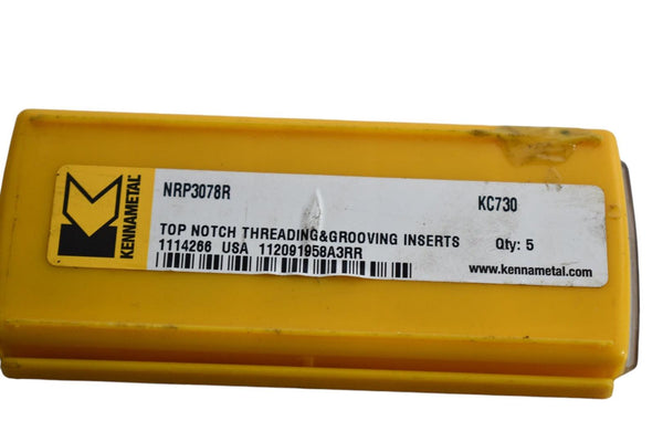 Pack of 3 NEW Kennametal NRP3078R Grade KC730 Carbide Grooving Inserts ...