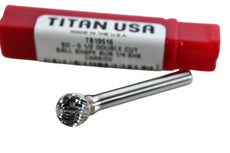 NEW Titan TB19516 Burr Double Cut, 1/2 in Head Diameter, 1/4 in Shank Diameter, 1/2 in Length of Cut, 2-13/64 in Overall Length