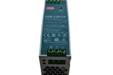 MEAN WELL EDR-120-24 Power Supply, AC-DC, 24V,5A, 100-264V In, Enclosed, DIN Rail Mount