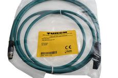 NEW Turck PSGS 4M RJ45S 4413-2M Ethernet Extension Cordset, M8 4 Pin Male, RJ45 8 Pin Male, Teal TPU, 2m