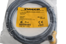 NEW Turck WK 4.5T-2 Cordset, Right-Angle M12 Female to Cut-end, Gray, 5 cond, 2 meters, PVC