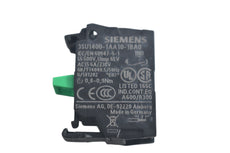 NEW Siemens 3SU14001AA101BA0 Contact Block, SPST-NO, Screw Terminal, Front Plate Mounting, 3SU1 Series