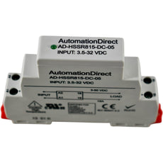 Automation Direct AD-HSSR815-DC-05 solid state relay, 35mm DIN rail mount, finger-safe, 3.5-32 VDC