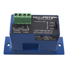 AcuAMP DCT100-42-24-S DC current transducer, split core, 0-50, 0-75, or 0-100A selectable sensing range, 4-20 mA output