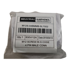 NEW Amphenol M12S-04BMMB-SL7002 4 Position Circular Connector Plug, Male Pins Screw