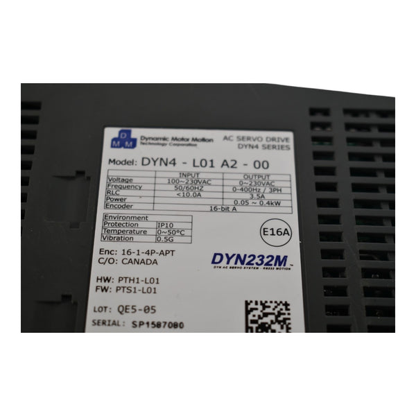 Dynamic Motor Replacement DMM Dynamic Motor Motion DYN4-L01A2-00 AC Servo Drive DYN4 Series – VB ...