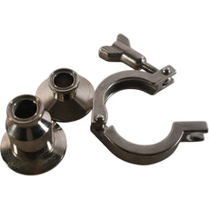 Lot of 3 Stainless Steel Sanitary Parts Fittings Clamps