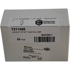Pack of 50 NEW Schlemmer 7211486 Locknuts 1/2'' NPT PA6 GF RAL 7035