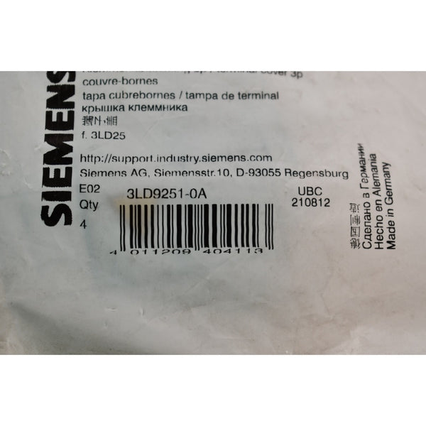Pack of 2 NEW Siemens 3LD9251-0A Sentron Terminal Cover – VB Industrial ...
