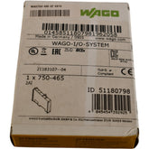 NEW Wago 750-465 Analog Input Module, 2 Channel, 0 to 20 mA, 24 VDC Supply, 750 Series