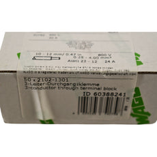 Pack of 50 NEW Wago 2102-1301 Terminal Block Connector 3 Position Feed Through Gray 12-22 AWG