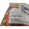 Pack of 20 NEW Holyoke 62-4 Brass 1/4 Straight Union Compression Fitting