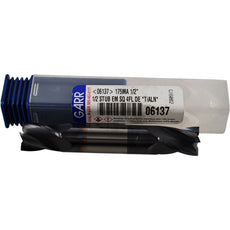 NEW GARR 06137 175MA End Mill, 1/2 in Dia, 5/8 in Length of Cut, 4 Flutes, 1/2 in Dia Shank, 3 in OAL, TiALN Coated
