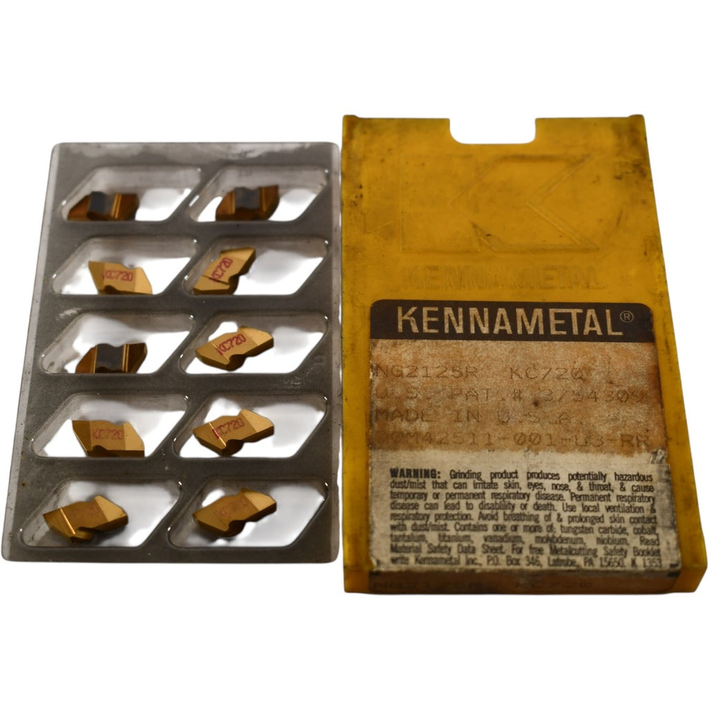 Pack of 10 NEW Kennametal NG2125R Grade KC720 Carbide Insert Grooving ...