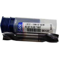 NEW GARR 06137 175MA Carbide End Mill - 1/2'' Dia, 4 Flute, TiAlN Coated