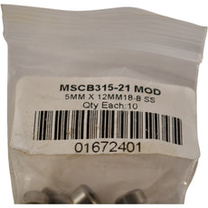 Pack of 9 NEW UNICORP MSCB315-21 Mod Hex Socket Shoulder Screws - 5MM Dia x 12MM