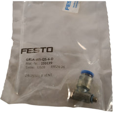 NEW Festo 193139 GRLA-M5-QS-6-D Valve | 6mm/M5 Ports | 0.2-10 bar