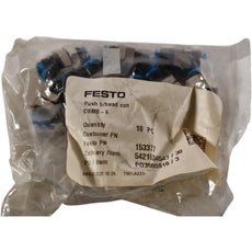 (Pack of 10) NEW Festo 153377 Connectors | QSMS-6 | 6mm Tube | Bulkhead
