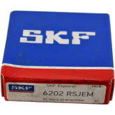 NEW SKF 6202-RSJEM Deep Groove Ball Bearing 15x35x11mm Single Sealed Steel Cage